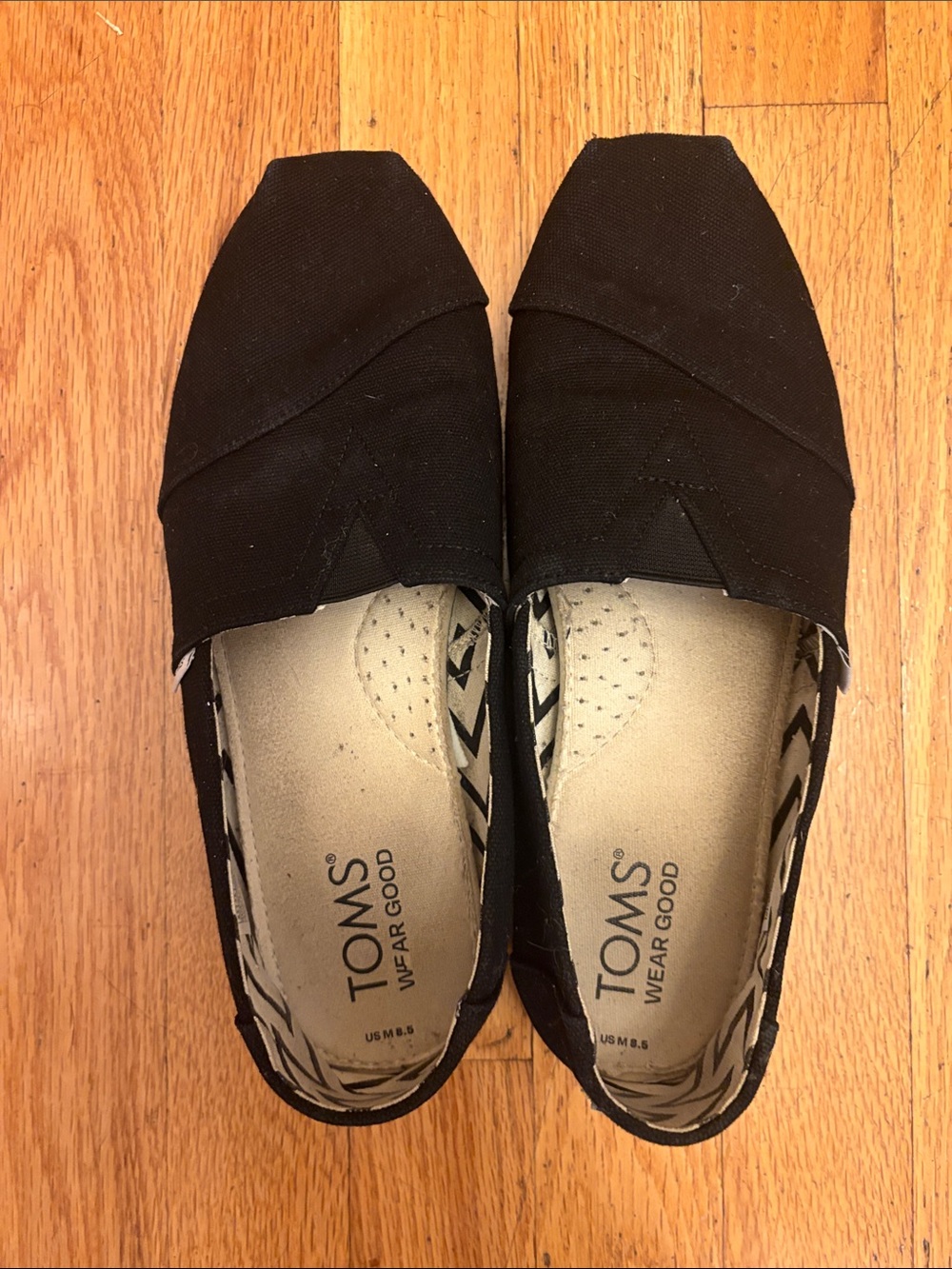 Toms Black Canvas Slip-On Loafers